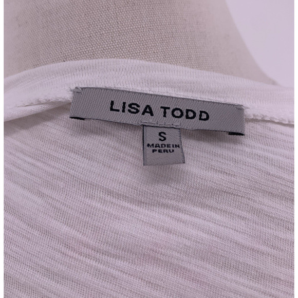 Lisa Todd White Embroidered "Blah Blah" Long Sleeve V-Neck Top Women's Small - Picture 8 of 12